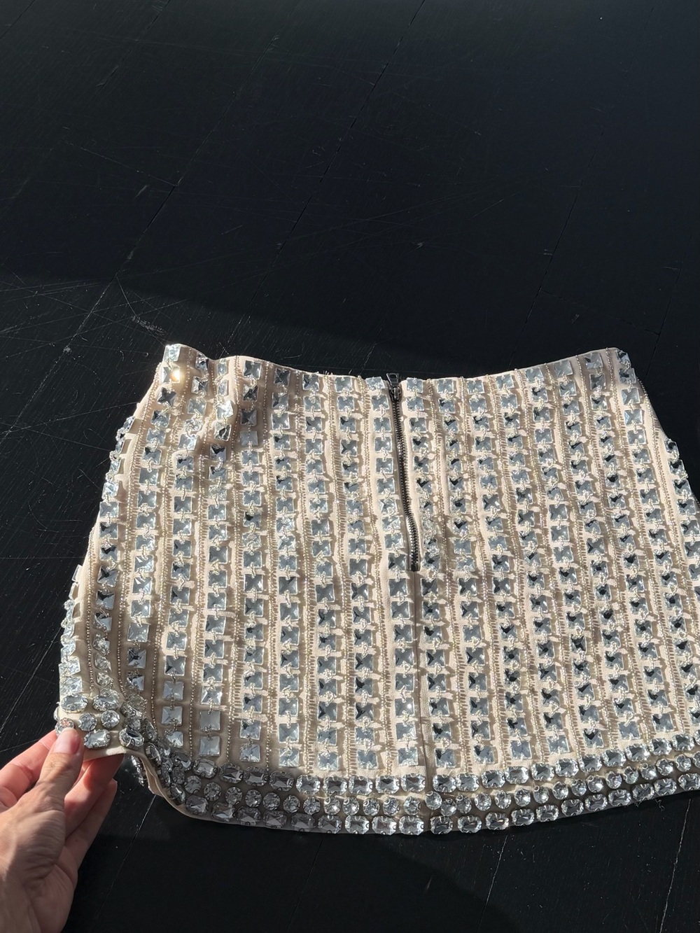 Alice + Olivia Silver Beaded Two-Piece Halter Dress diamond sparkly silver - Picture 4 of 9